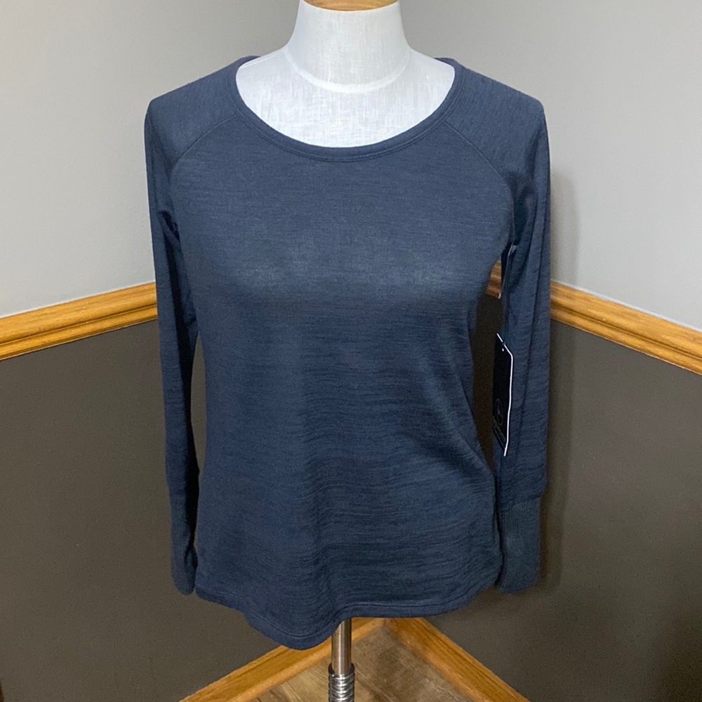 90 degree by reflex heather charcoal gray  semi sheer long sleeve top size small